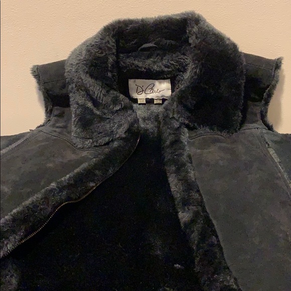 Suede vest with faux fur black - Picture 6 of 8